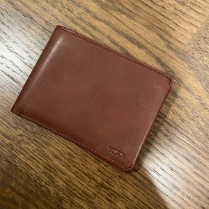 Tumi camel leather wallet